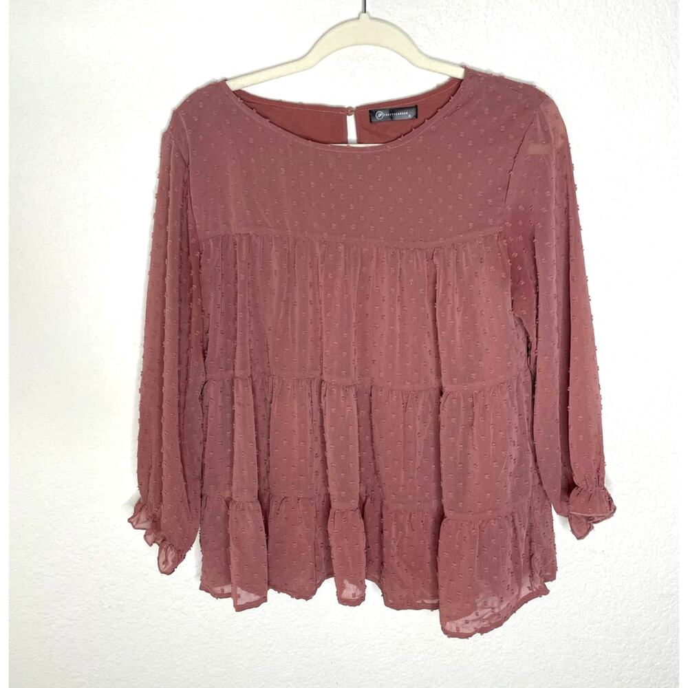 Amazon Swiss Dot Blush Pink Shirt Womens size small